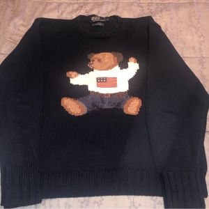 Polo Ralph Lauren Navy Blue Sit Down Bear Vintage